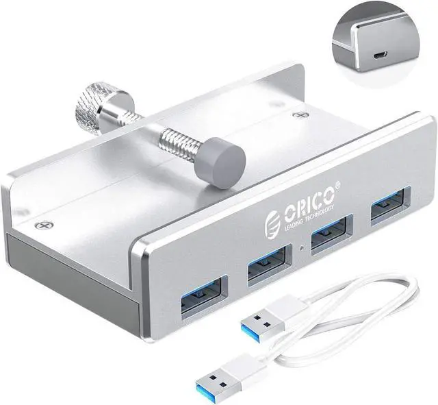 Main image of ORICO Powered USB Hub With 4 USB 3.0 Ports, Compact Space-Saving Mountable with Extra Power Supply Port and 4.92ft USB Data Cable, Ultra-Portable USB Expander for MacBook Air/Laptop/PC-Aluminum