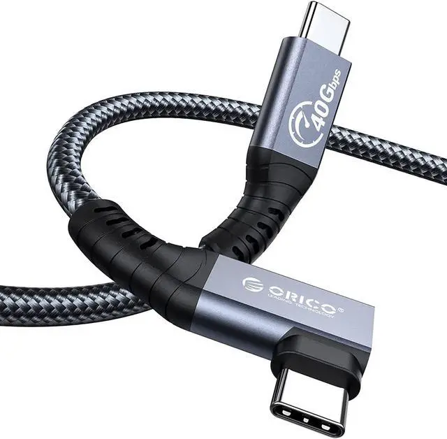 Main image of ORICO Cable Compatible with Thunderbolt 4 Right Angle 6.56FT, 40Gbps USB C to USB C Cable with 100W Charging/Display 8K@ 60Hz for MacBooks, iPad Pro, Thunderbolt 4/3 Hub and USB-C Device