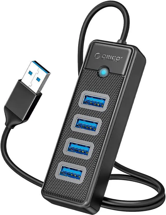 Main image of 4-Port USB HUB 3.0, ORICO USB Splitter for Laptop with 1.65ft Cable, Multi USB Port Expander, Fast Data Transfer Compatible with Mac OS 10.X and Above, Linux, Android-Black