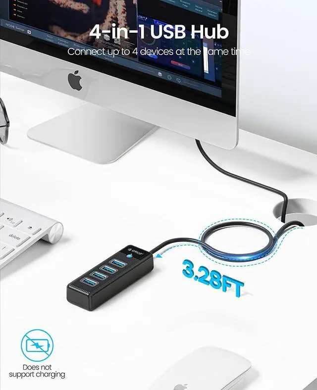 Alt view image 3 of 6 - ORICO USB C to 4 Ports USB 3.0 HUB 5Gbps High Speed Multi Type C Splitter Ultra-Slim OTG Adapter For PC Computer Accessories Macbook Pro Pik 4 USB 3.0 50cm USB C