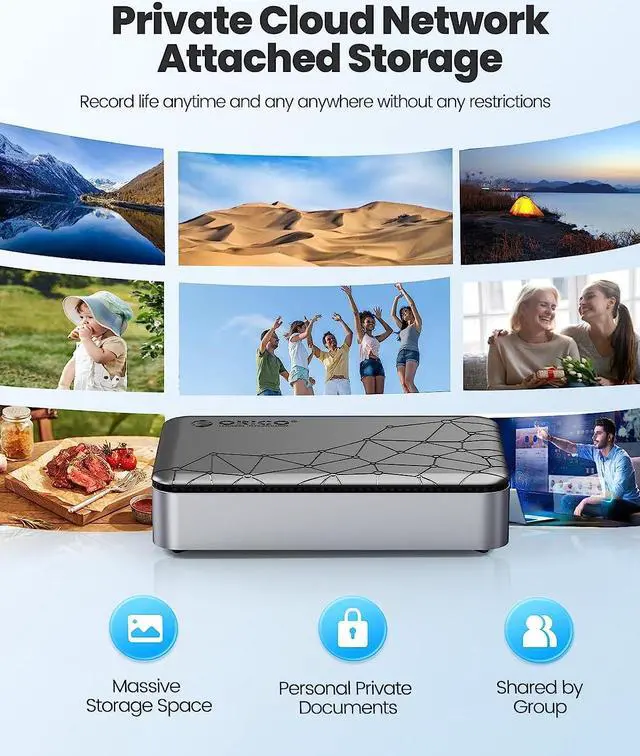 Alt view image 6 of 7 - ORICO Networkable Hard Drive Enclosure for 2.5" SATA HDD/SSD, Family Storage Space and Private Cloud, APP-Connect & VPN Global Access, Smart Backup, Magnetic Lid Connection, CD2510(diskless)