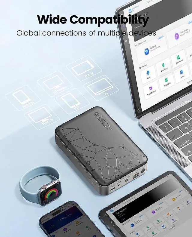 Alt view image 5 of 7 - ORICO Networkable Hard Drive Enclosure for 2.5" SATA HDD/SSD, Family Storage Space and Private Cloud, APP-Connect & VPN Global Access, Smart Backup, Magnetic Lid Connection, CD2510(diskless)