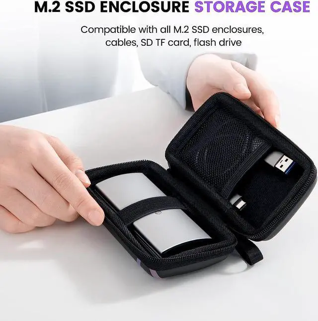 Alt view image 7 of 7 - ORICO Portable Solid State Drive Case for M.2 NVMe/SATA SSD Enclosure, Electronic Organizer, Carrying Case, M.2 SSD Protector Storage Holder for USB Cable, SD TF Card, Flash Drive