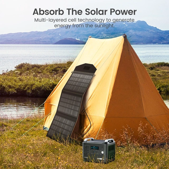 Alt view image 2 of 7 - ORICO 60W Portable Solar Panel for Power Station, Foldable Solar Charger Waterproof IP67 for Outdoor Camping,RV,off Grid System