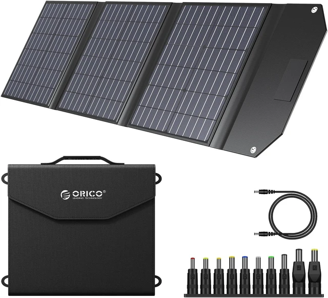 Main image of ORICO 60W Portable Solar Panel for Power Station, Foldable Solar Charger Waterproof IP67 for Outdoor Camping,RV,off Grid System