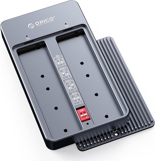 ORICO Portable 2 Bay M.2 SATA SSD Dock with RAID Support PM/Raid0/Raid1/JBOD , Tool Type C to M.2 NGFF SATA SSD Adapter, USB3.1 Data Storage Backup for SSD Size