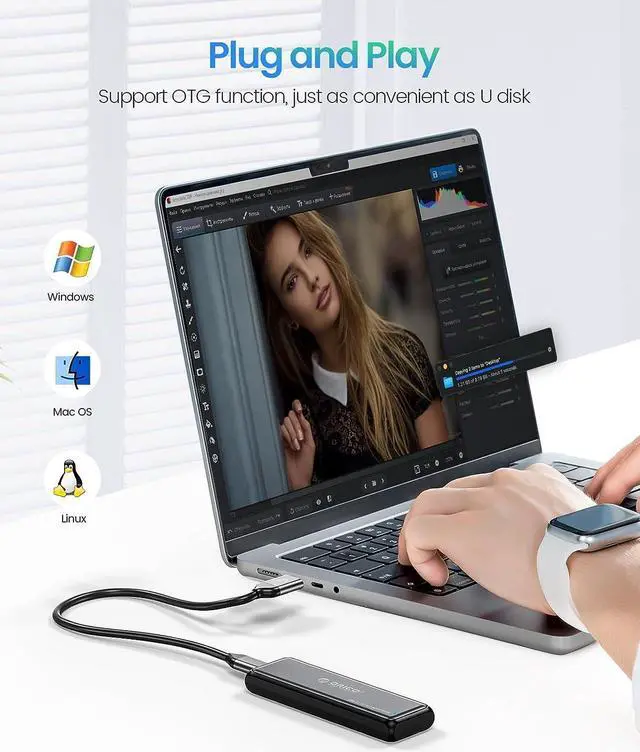 Alt view image 5 of 7 - ORICO M.2 SATA SSD Enclosure, Tool Free USB 3.2 Type C 5Gbps External Solid State Enclosure Adapter Case for 2280/2260/2242/2230 B Key /B+M Key M.2 NGFF SSD with UASP, Trim, Smart(NOT for NVMe)