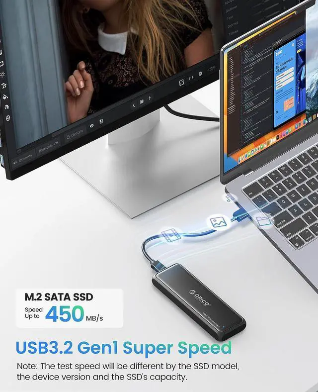 Alt view image 2 of 7 - ORICO M.2 SATA SSD Enclosure, Tool Free USB 3.2 Type C 5Gbps External Solid State Enclosure Adapter Case for 2280/2260/2242/2230 B Key /B+M Key M.2 NGFF SSD with UASP, Trim, Smart(NOT for NVMe)