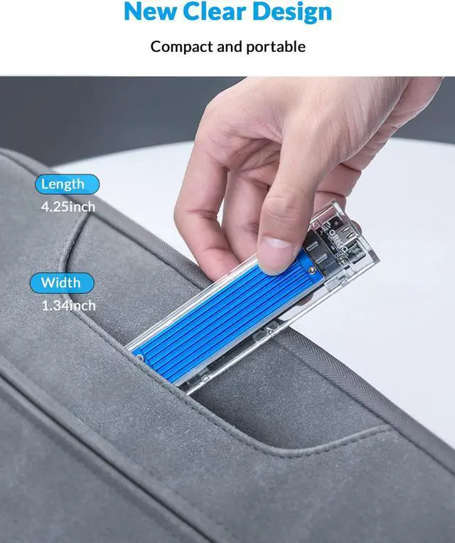Alt view image 7 of 7 - ORICO M.2 NVMe SATA SSD Enclosure Adapter USB3.2 Gen2 Type C 10Gbps NVME, 6Gbps NGFF SATA 2230/2242/2260/2280 with Type C to A and Type C to C Cable [TCM2M-C3]