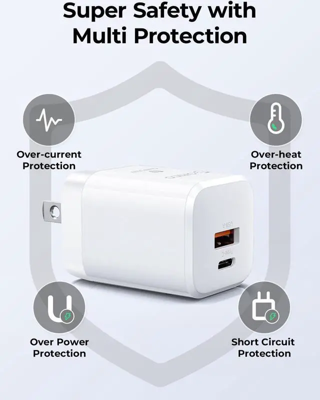 Alt view image 7 of 7 - ORICO GaN Charger 35W USB C Charger Block for Fast Charging PD3.0 Double port Compact Foldable GaN Charging Station for iPhone 14/14 Pro/14 Pro Max/13 Pro/13 Pro Max, Galaxy, iPad-with 3.28 Ft Cable