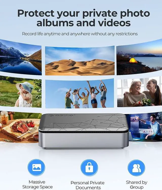 Alt view image 5 of 7 - ORICO Networkable Hard Drive Enclosure for 3.5" SATA HDD, Family Storage Space and Private Cloud, APP-Connect & VPN Global Access, Smart Backup, Magnetic Lid Connection, CD3510(diskless)