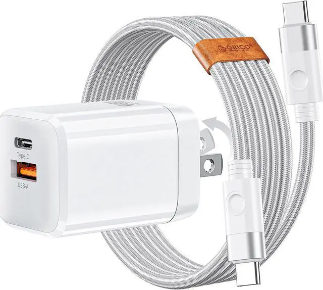 Main image of ORICO GaN Charger 35W USB C Charger Block for Fast Charging PD3.0 Double port Compact Foldable GaN Charging Station for iPhone 14/14 Pro/14 Pro Max/13 Pro/13 Pro Max, Galaxy, iPad-with 3.28 Ft Cable