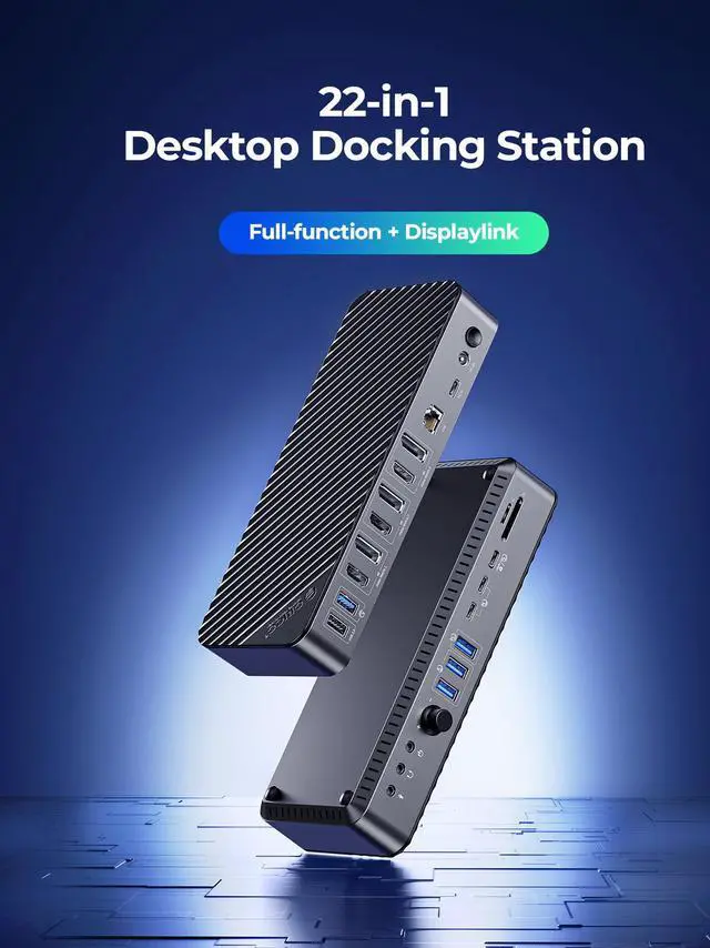 Alt view image 2 of 7 - ORICO Enterprise-Level USB C Universal Docking Station, 22-in-1 Ultra 8K Dual 4K HD Multiple-Display Dock with 3 HDMI/4 Dispaly/60W PD Charging/18W PD/ 3.5mm Audio RJ45 USB 3.0 & 2.0 Ports, SD TF Card