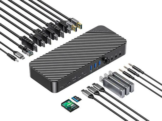 Main image of ORICO Enterprise-Level USB C Universal Docking Station, 22-in-1 Ultra 8K Dual 4K HD Multiple-Display Dock with 3 HDMI/4 Dispaly/60W PD Charging/18W PD/ 3.5mm Audio RJ45 USB 3.0 & 2.0 Ports, SD TF Card