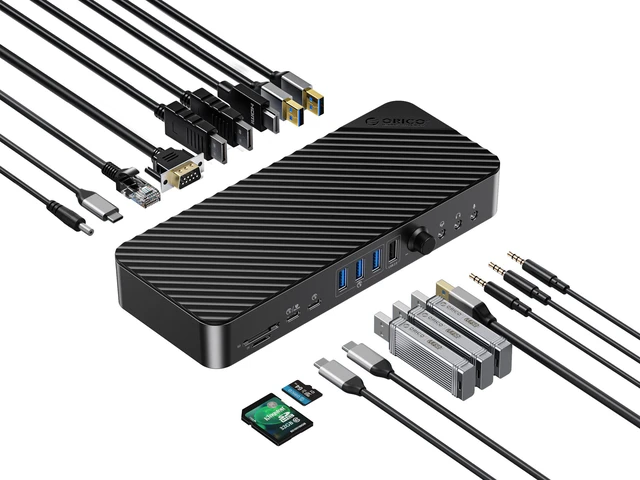 Main image of ORICO Enterprise-Level 20-in-1 Universal Docking Station USB C 3.1Gen2 10Gbps with HDMI 4K &VGA&DP, 60W PD Charging, 3.5mm Audio RJ45 USB 3.0 & 2.0 Ports, SD TF Card Reader, Ethernet for Windows, Mac