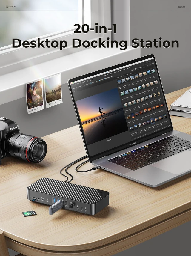 Alt view image 2 of 7 - ORICO Enterprise-Level 20-in-1 Universal Docking Station USB C 3.1Gen2 10Gbps with HDMI 4K &VGA&DP, 60W PD Charging, 3.5mm Audio RJ45 USB 3.0 & 2.0 Ports, SD TF Card Reader, Ethernet for Windows, Mac