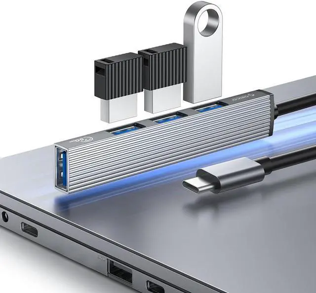 Main image of Aluminum 4 Port USB C HUB, ORICO Type C to USB 3.0, 3x 2.0 Ultra Slim Portable Splitter HUB for MacBook Pro, iPad Pro, XPS, Pixelbook, and More