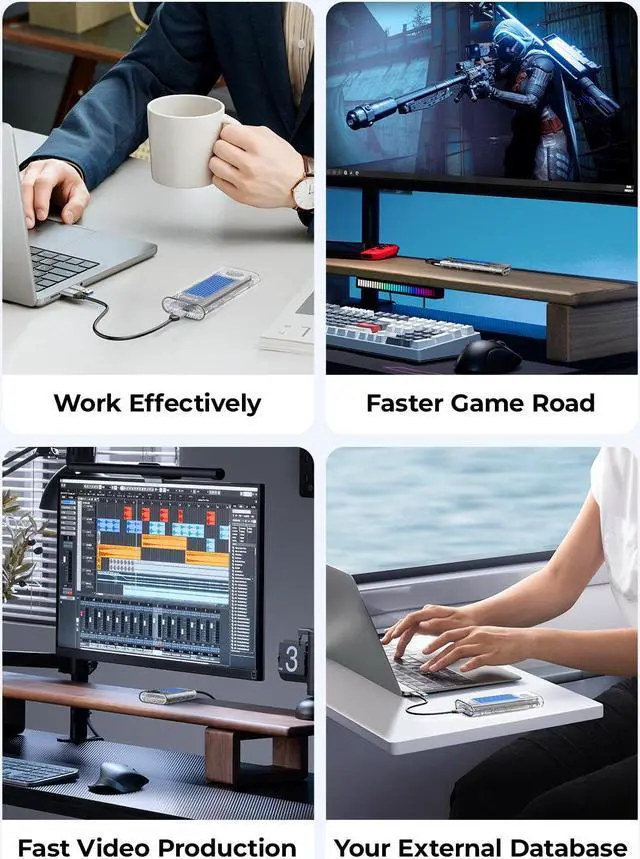 Alt view image 6 of 7 - ORICO 40Gbps M.2 NVMe SSD Enclosure & Built-in Cooling Fan, Tool-Free External SSD Enclosure M.2 SSD Case, Support 2230 2242 2260 2280(only M Key), Compatible with Thunderbolt 3/4 USB4/3.2/3.1/3.0/2.0