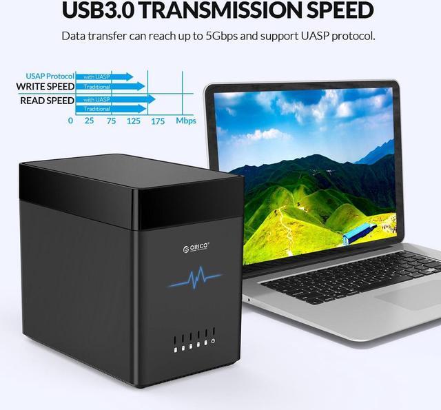 Alt view image 5 of 6 - ORICO 5 Bay Hard Drive Enclosure USB 3.0 to SATA 3.5 inch Enclosure Magnetic Tool-Free External HDD SSD Enclosure Storage Case for Data Backup Support Up to 90TB 5x18TB