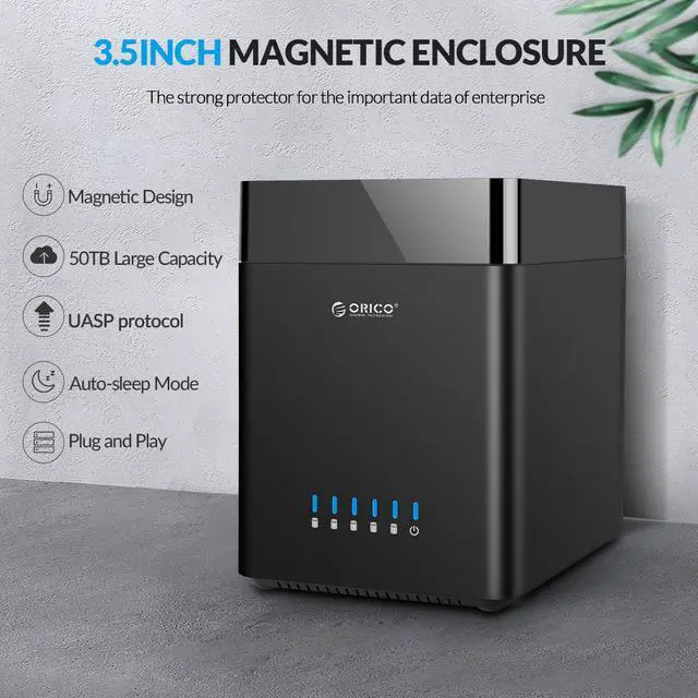 Alt view image 2 of 6 - ORICO 5 Bay Hard Drive Enclosure USB 3.0 to SATA 3.5 inch Enclosure Magnetic Tool-Free External HDD SSD Enclosure Storage Case for Data Backup Support Up to 90TB 5x18TB