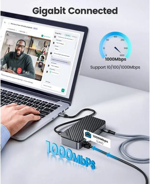 Alt view image 3 of 7 - ORICO USB C HUB with NVMe/SATA SSD Enclosure 10 In 1 Type C Docking Station PD 100W Charging USB3.2 10Gbps HDMI RJ45 SD/TF Adapter Compatible for MacBook HP Lenovo Laptops DPM2P9