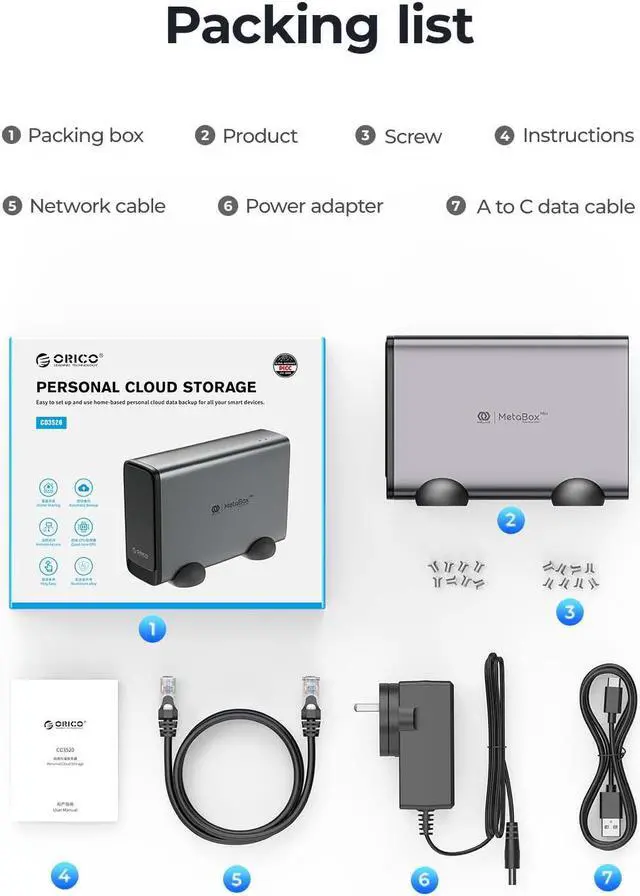 Alt view image 7 of 7 - ORICO MetaCube Pro 2.5'' 3.5" Enterprise Storage NAS with Multi-account Usage Double Encryption Data Sharing for 7x24 Hours Work High-Speed Gigabit Ethernet(CD3520)-Diskless