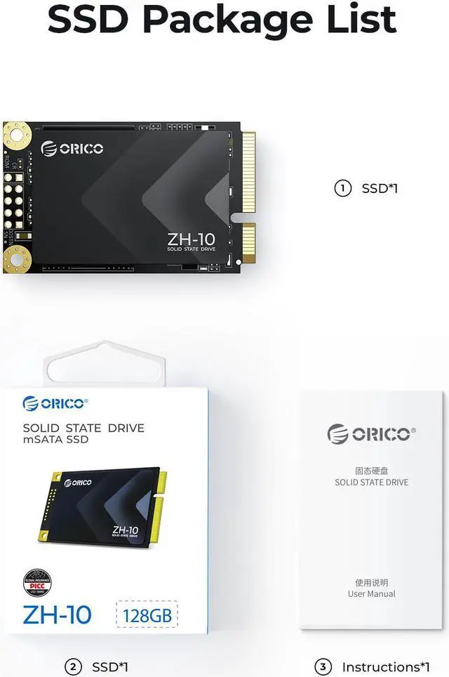 Alt view image 7 of 7 - ORICO SSD mSATA 256GB Internal Solid State Drive SATA III High Performance Hard Drive for Desktop Laptop SATA III 5Gb/s 128GB/256GB/512GB/1TB/2TB