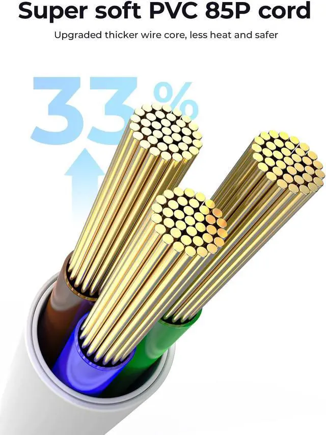 Alt view image 4 of 7 - ORICO Flat Plug Power Strip with 3 Widely Outlets 3 USB A Ports, 1.65 Ft Extension Cord, Multiple outlets for Indoor Home Office, Dorm Room Essentials White 3 AC+3 USB A 1.65ft