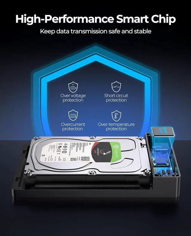 Alt view image 8 of 7 - ORICO USB 3.0 External Hard Drive Enclosure for 3.5/2.5 Inch SATA Hard Drives/SSD Up to 20 TB, 3.5'' Tool-Free HDD Enclosure with 12V/2A Power Supply and UASP Acceleration (3588US3)