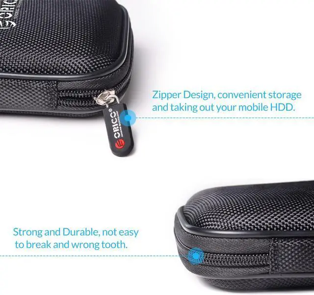 Alt view image 3 of 7 - 2 Pack ORICO 2.5 inch Portable External Hard Drive Protection Bag Dual Buffer Layer HDD Protector Case - Black(PHD-25) Black 2 Pack