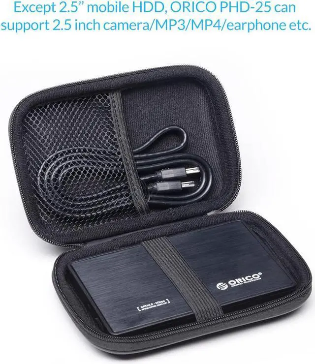 Alt view image 2 of 7 - 2 Pack ORICO 2.5 inch Portable External Hard Drive Protection Bag Dual Buffer Layer HDD Protector Case - Black(PHD-25) Black 2 Pack