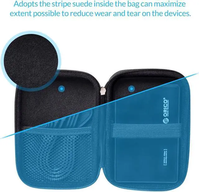 Alt view image 5 of 7 - 2 Pack ORICO 2.5 inch Portable External Hard Drive Protection Bag Dual Buffer Layer HDD Protector Case - Black(PHD-25) Black 2 Pack