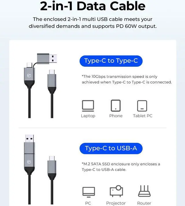 Alt view image 5 of 7 - ORICO 80TB USB C to SATA I/II/III 4 Bay External Hard Drive Enclosure Docking Station for 2.5 or 3.5 inch HDD, SSD with Hard Drive Duplicator/Cloner Function Aluminum