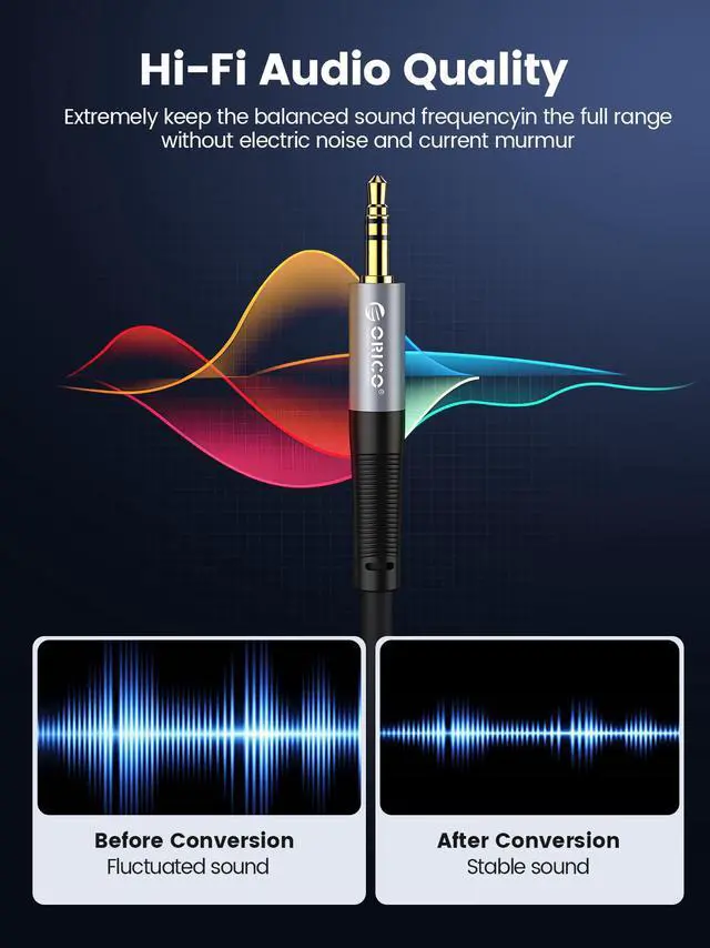 Alt view image 3 of 7 - ORICO 3.5mm Aux Cable Jack Audio Cord Male to Male Hi-Fi Sound Liquid Silicone for Headphones iPhone Speaker Car iPad 6.56ft Straight-Orange