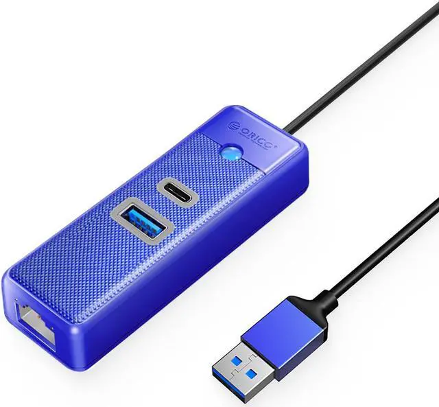 Main image of ORICO Ethernet Adapter USB to 2500Mbps Network Adapter RJ45 2.5G Wired LAN Adapter 1 USB-A+ 1 USB-C 5Gbps + RJ45 2.5G , 3 port USB hubfor Laptop PC Blue USB C 180cm