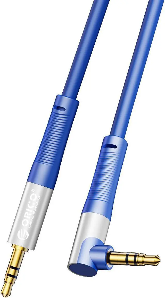 Main image of ORICO 3.5mm Aux Cable Jack Audio Cord Male to Male Hi-Fi Sound Liquid Silicone for Headphones iPhone Speaker Car iPad 10ft Left Angle-Blue