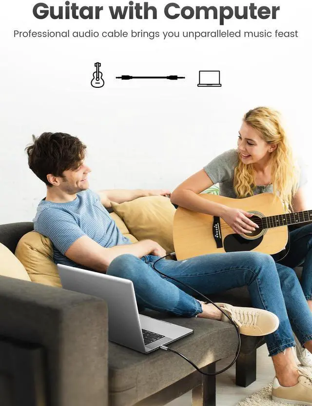 Alt view image 5 of 7 - ORICO 3.5mm to 6.35mm Audio Cable 1/8 to 1/4 Stereo Cable Aux Cord Hi-Fi Sound Liquid Silicone for Guitar Amplifiers Laptop 6.6 ft.