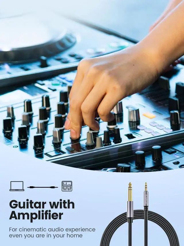 Alt view image 6 of 7 - ORICO 3.5mm to 6.35mm Audio Cable 1/8 to 1/4 Stereo Cable Aux Cord Hi-Fi Sound Liquid Silicone for Guitar Amplifiers Laptop 6.6 ft.