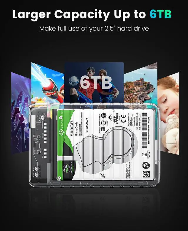 Alt view image 7 of 7 - 2 Packs ORICO 2.5'' External Hard Drive Enclosure USB 3.0 to SATA III Tool-Free Clear Hard Disk Case for 2.5 inch 7mm 9.5mm SATA HDD SSD Max 6TB Support UASP(2139U3) USB 3.1