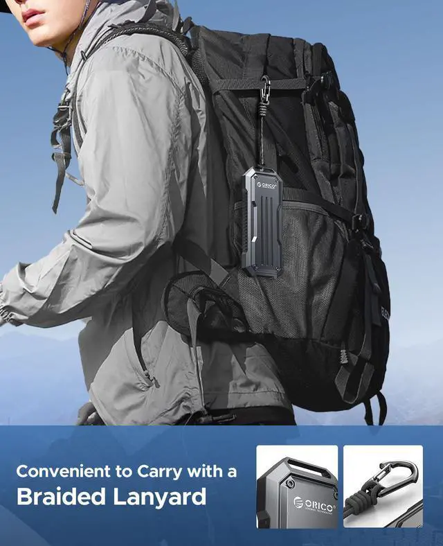 Alt view image 5 of 7 - ORICO M.2 NVME SSD Enclosure 10Gbps with Lanyard M.2 NVMe/SATA Dual Protocol Enclosure PCIe NVMe Adapter 4TB PCIe/NGFF B&M Key Case Shockproof & Drop-proof for Outdoor Travel (OXS)