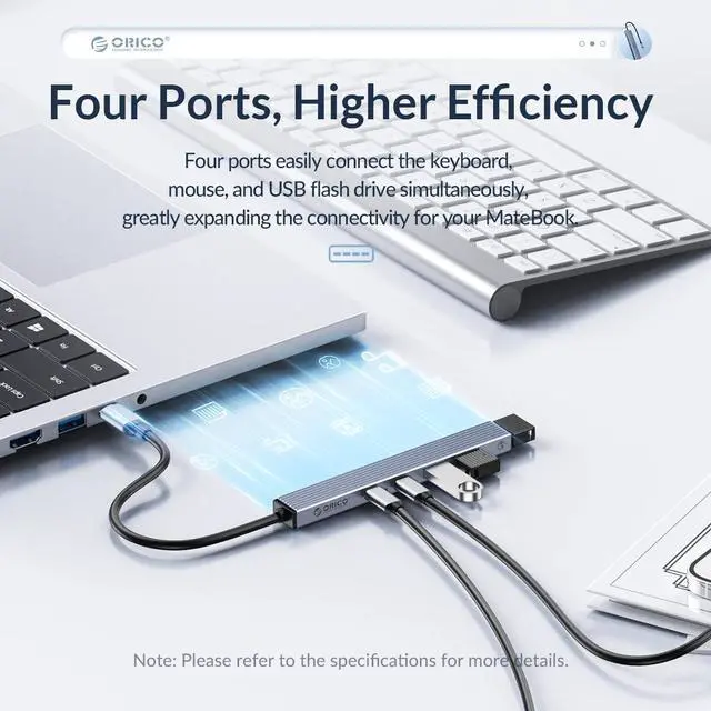 Alt view image 6 of 6 - ORICO Type C USB 3.0 5Gbps HUB 4 Port 4K60Hz HDM-compatib PD60W SD TF Splitter OTG Adapter For Macbook PC Computer