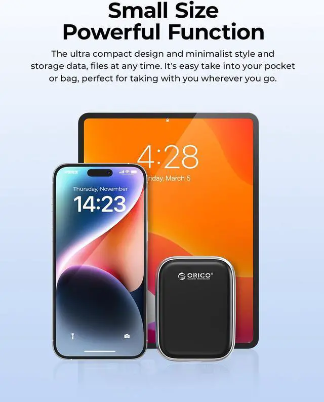 Alt view image 4 of 7 - ORICO Beetle 1TB External SSD Up to 2000MB/S External Solid State Drive USB 3.2 Gen2 Type C 20Gbps Portable SSD for Laptop