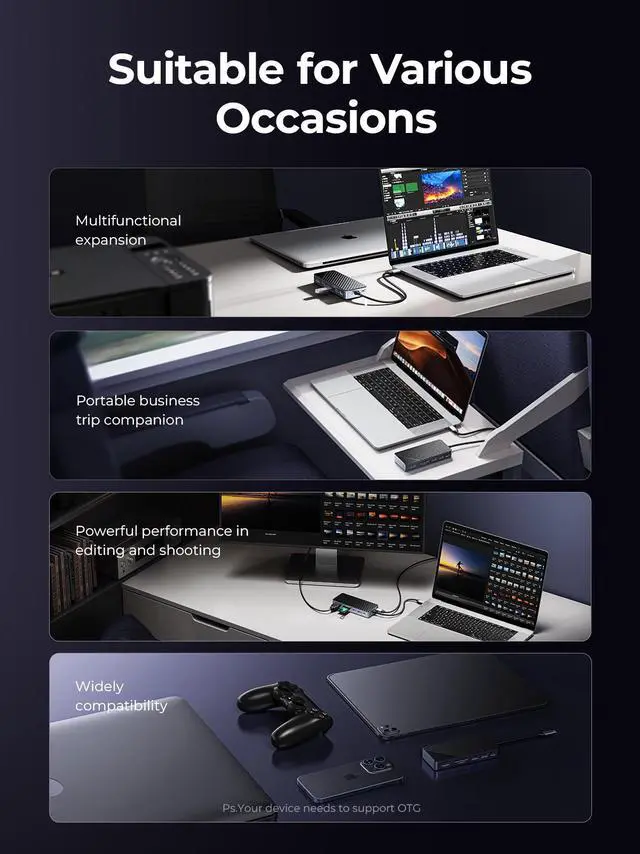 Alt view image 6 of 7 - ORICO USB C HUB with SSD Enclosure Laptop Docking Station with 4K 60Hz HDMI-Com 100W PD SD/TF 10Gbps M.2 NVME SATA SSD 8TB