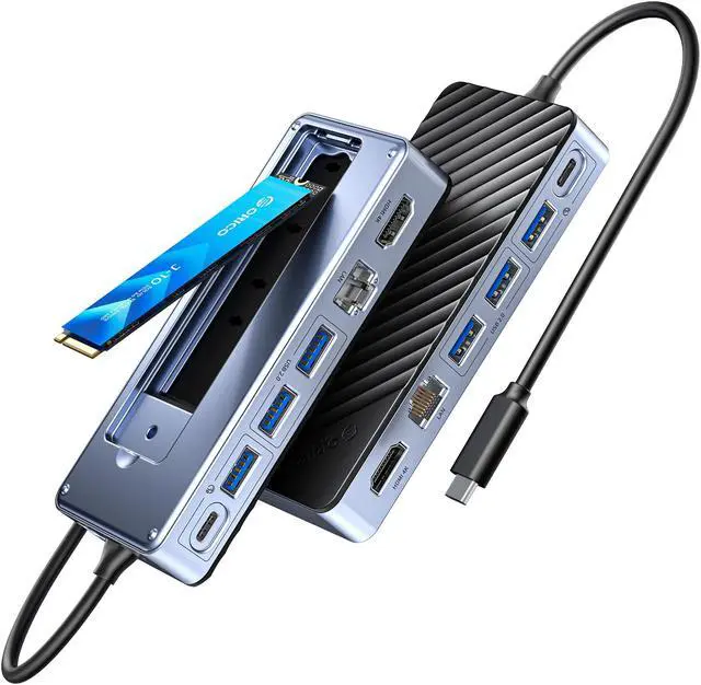 Main image of ORICO USB C HUB with SSD Enclosure Laptop Docking Station with 4K 60Hz HDMI-Com 100W PD RJ45 SD/TF 10Gbps M.2 NVME SATA SSD 8TB