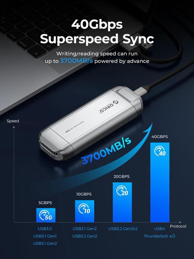 Alt view image 4 of 7 - ORICO Silverstone Portable SSD 3700MB/s External Solid State Drive 1TB Type- C Aluminum Alloy PSSD Built-in Cooling Fan