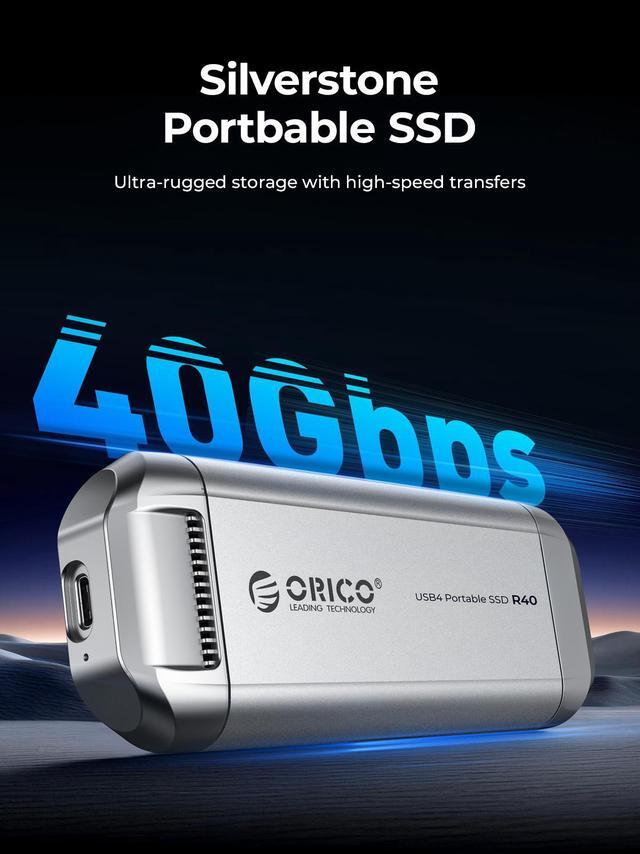 Alt view image 2 of 7 - ORICO Silverstone Portable SSD 3700MB/s External Solid State Drive 1TB Type- C Aluminum Alloy PSSD Built-in Cooling Fan