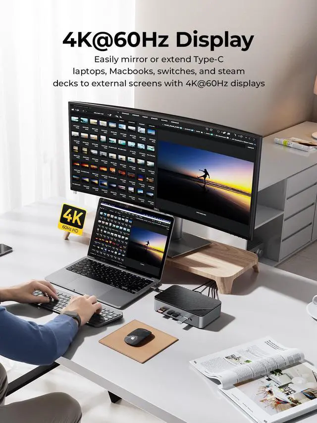 Alt view image 5 of 7 - ORICO USB-C Hub with Dual Hard Drive Enclosure, 12-in-1 USB C Docking Station Fits M.2 NVMe/SATA SSD and 2.5/3.5 inch SSD, 10Gbps, 4K@60Hz HDMI, 100W PD, Ethernet, Card Readers 100MB/s - D35M2