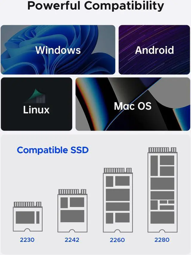 Alt view image 4 of 7 - ORICO Aluminium 40Gbps M.2 NVMe SSD Enclosure with Cooling Fan, External SSD Enclosure M.2 SSD Case, Support 2230 2242 2260 2280(only M Key) Max 8TB, Compatible with Thunderbolt 3/4 USB4/3.2[]CNM2]