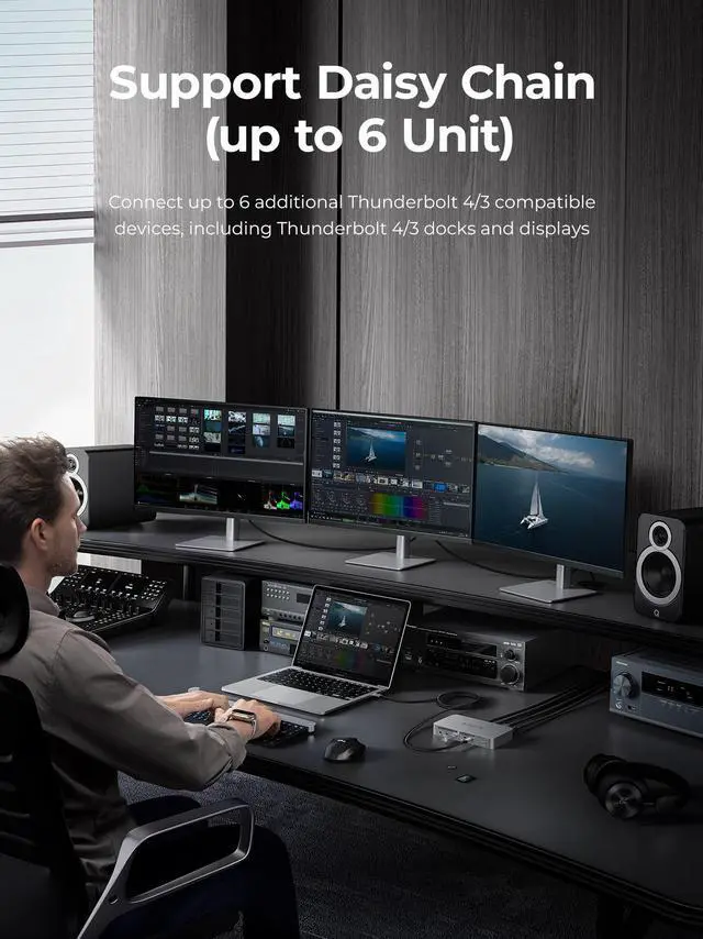 Alt view image 7 of 7 - ORICO New Thunderbolt 4 12-IN-1USB C Dock Combines USB-A, USB-C, SD/TF card reader, audio jack, HDMI, and DisplayPort Thunderbolt 4 Cable Included for Mac, Mac mini, Mac Pro