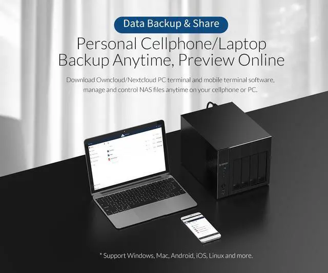 Alt view image 7 of 7 - ORICO  8 Bay Network Attached Storage 2.5" 3.5" Hard Drive Enclosure with RAID Gen7 SATA to USB3.0 HDD Case [OS Series NAS] Diskless